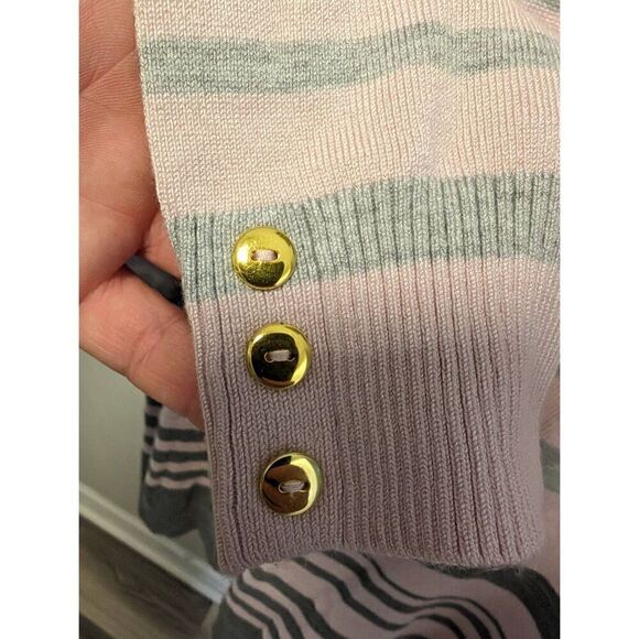 JOSEPH A | Striped Ribbed Turtleneck Sweater Top Petite Large - Picture 4 of 6